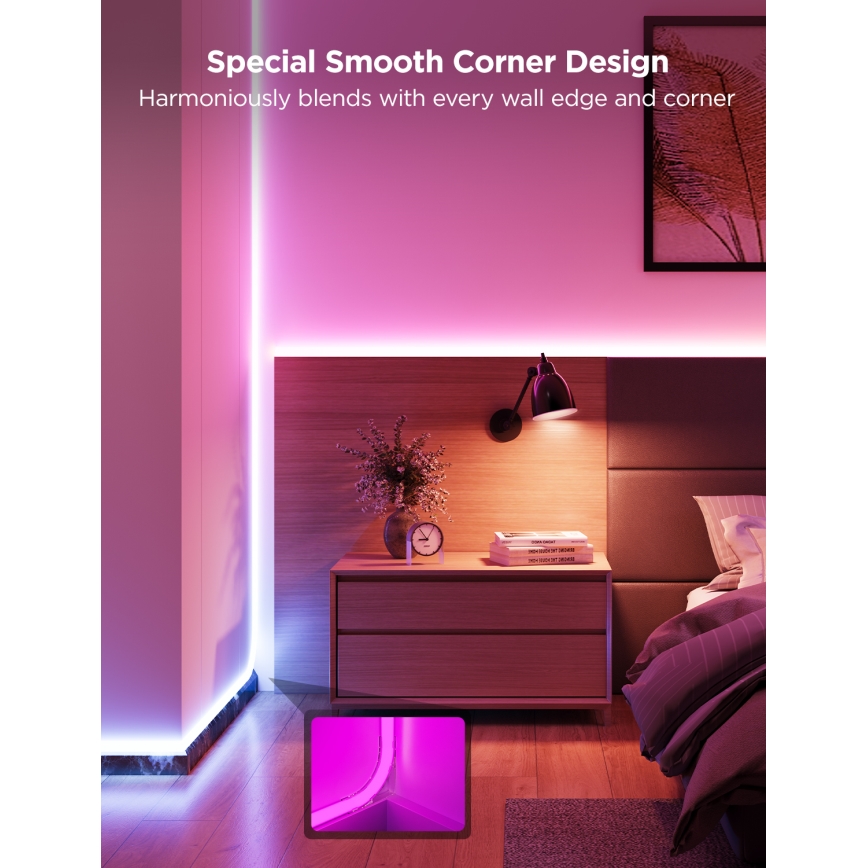 Govee - Neon MATTER LED hörnskena 5m RGBIC Wi-Fi