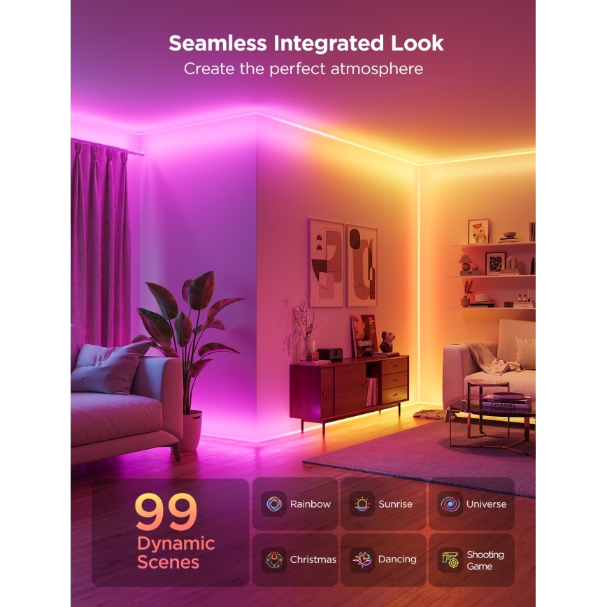 Govee - Neon MATTER LED hörnskena 5m RGBIC Wi-Fi