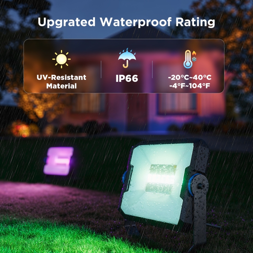 Govee - Set med 4 dimbara LED-strålkastare RGBICWW, 24 W, 230 V, IP66, Matter, Wi‑Fi