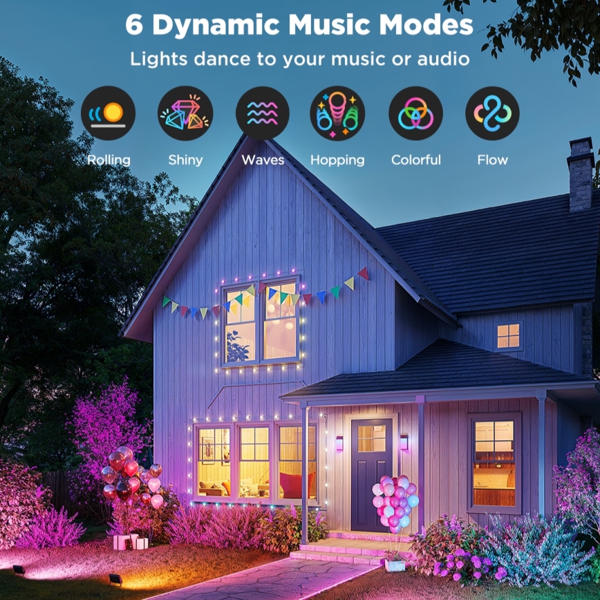 Govee - Set med 4 dimbara LED-strålkastare RGBICWW, 24 W, 230 V, IP66, Matter, Wi‑Fi