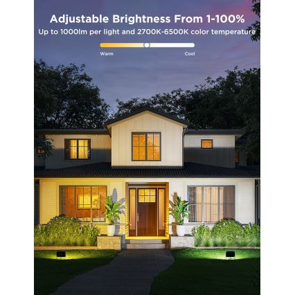 Govee - Set med 4 dimbara LED-strålkastare RGBICWW, 24 W, 230 V, IP66, Matter, Wi‑Fi