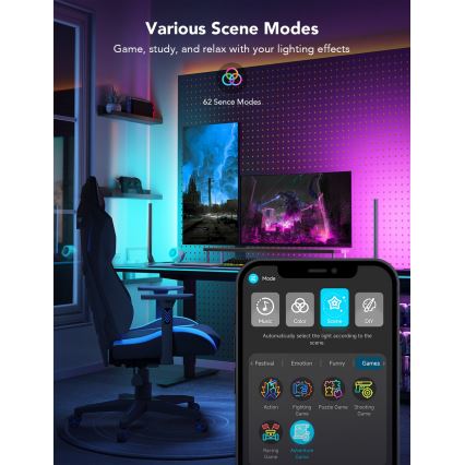 Govee - Smart Gaming WiFi LED-paneler + Smart Dual-kontroll White Wi-Fi