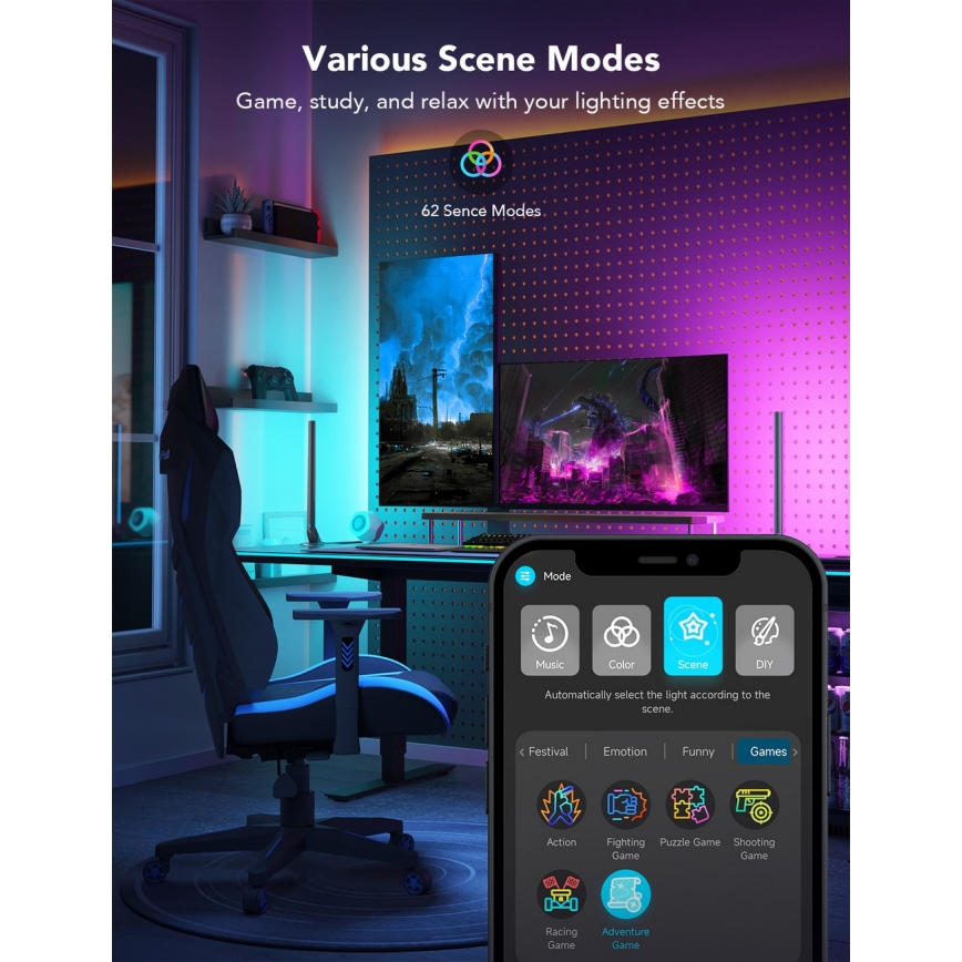 Govee - Smart Gaming WiFi LED-paneler + Smart Dual-kontroll White Wi-Fi