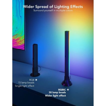 Govee - SMART LED RGBIC-panel 38 cm pro TV 43-75 - 2 st Wi-Fi