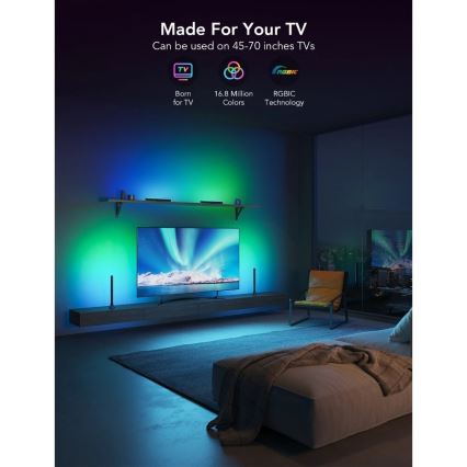 Govee - SMART LED RGBIC-panel 38 cm pro TV 43-75 - 2 st Wi-Fi