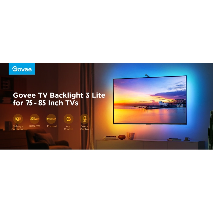 Govee - TV Backlight 3 Lite TV 75-85" SMART LED bakgrundsbelyst RGBICW Wi-Fi IP67