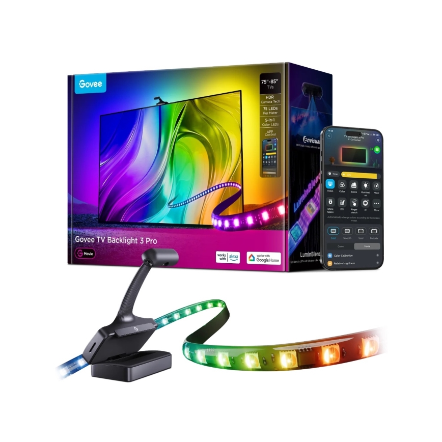 Govee - TV Backlight 3 Pro 75-85 Smart LED-bakgrundsbelysning RGBIC Wi-Fi