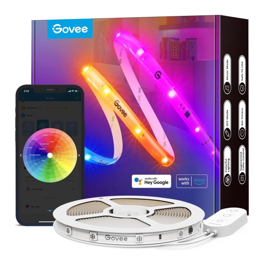 Govee - Wi-Fi RGBIC Smart PRO LED list 5m - extra hållbara