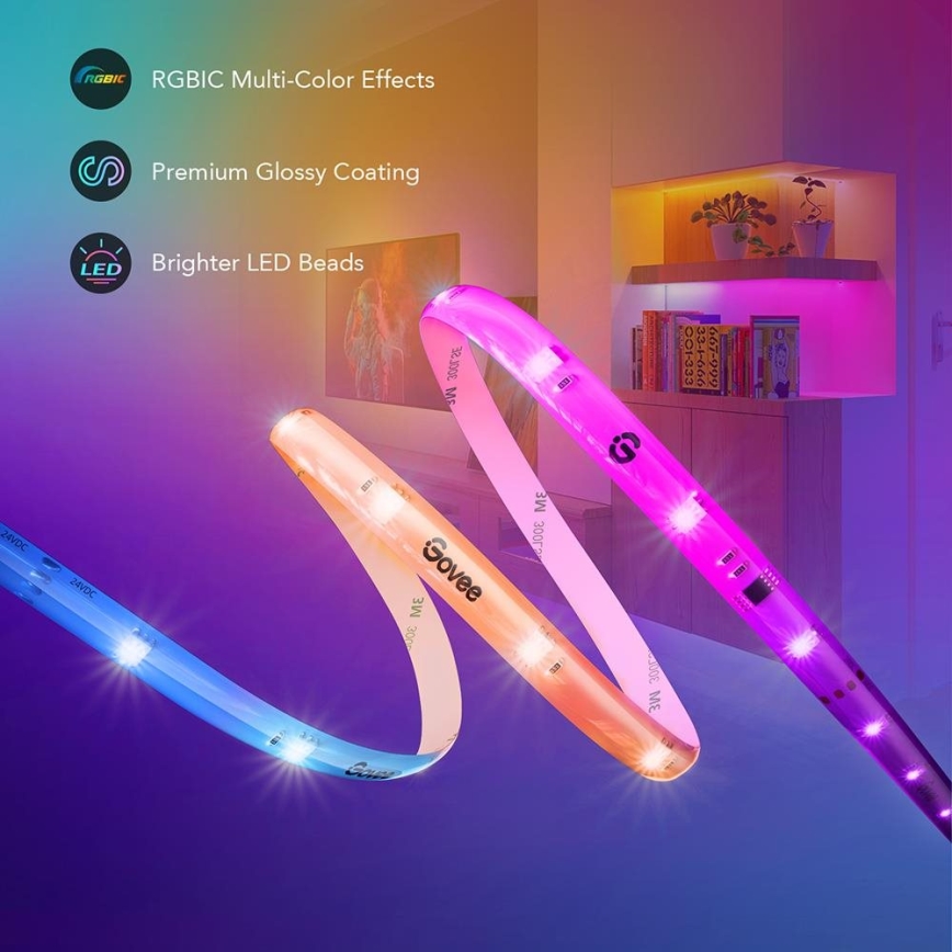 Govee - Wi-Fi RGBIC Smart PRO LED list 5m - extra hållbara