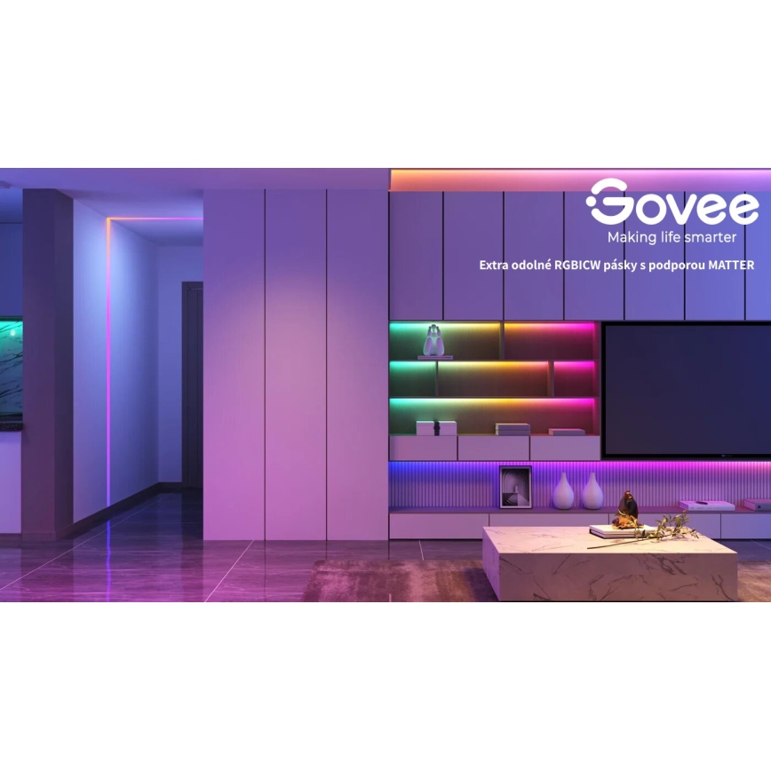 Govee - Wi-Fi RGBICW Smart PRO LED list 10m MATTER - extra hållbara