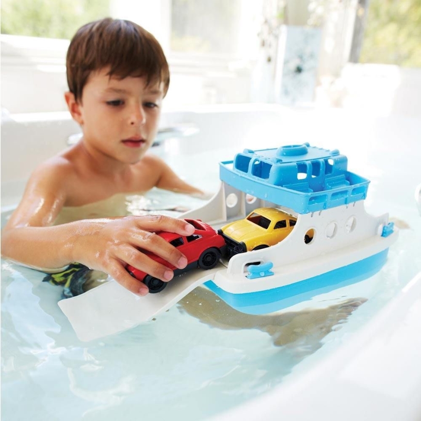 Green Toys - Färja med bilar vit/blå