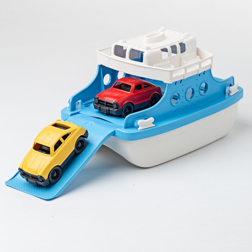Green Toys - Färja med bilar vit/blå