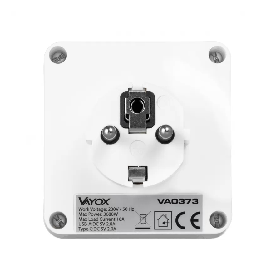 Grenuttag med 2 uttag + USB-C + USB-A med LED-belysning LED/0,5W/230V 3000K