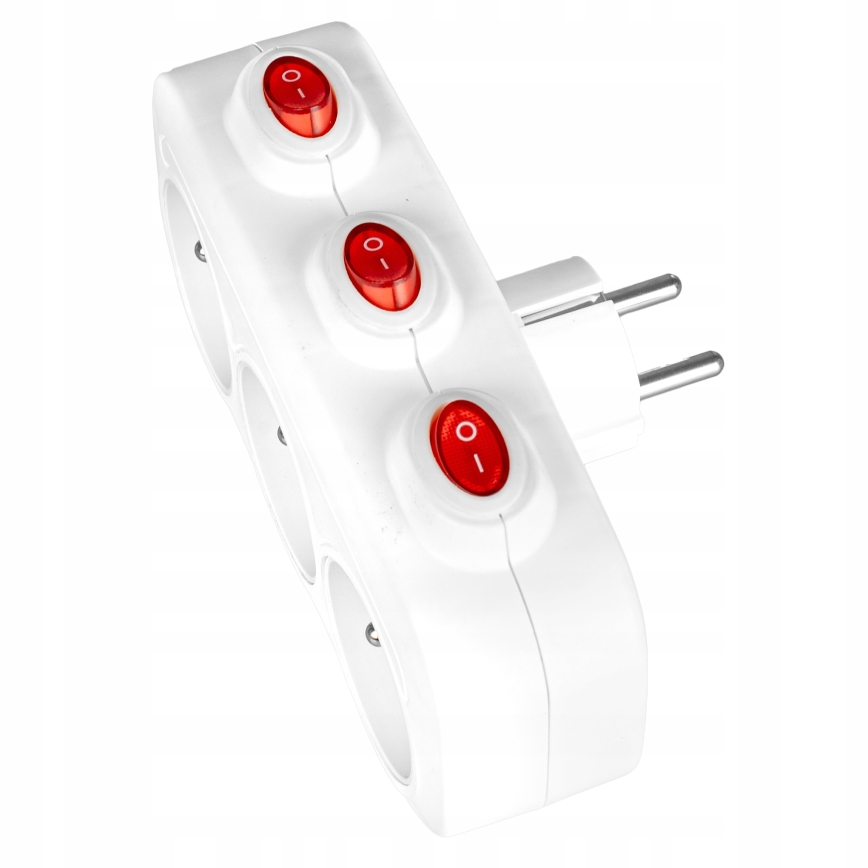 Grenuttag med strömbrytare, 3 uttag