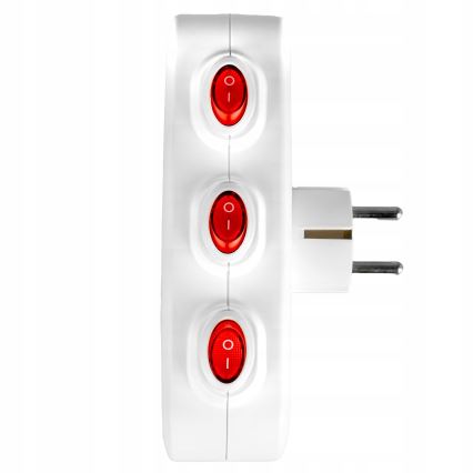 Grenuttag med strömbrytare, 3 uttag