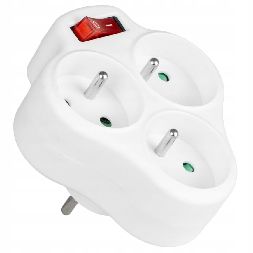 Grenuttag med strömbrytare, 3 uttag