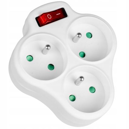 Grenuttag med strömbrytare, 3 uttag