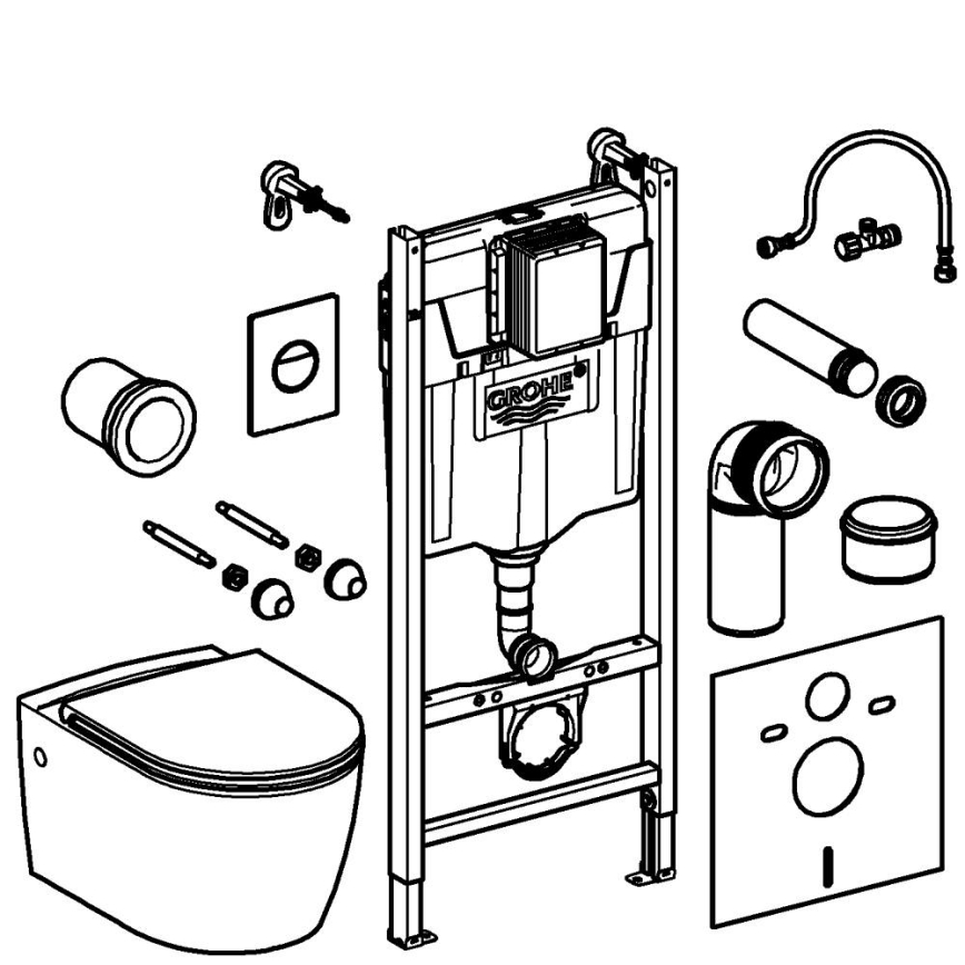 GROHE 103843SH00 - 5-i-1-set SOLIDO COMPACT 1,13 m keramik/vit