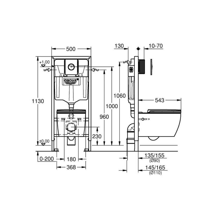 GROHE 103846SH00 - 5-i-1-set SOLIDO 1,13 m keramik/vit