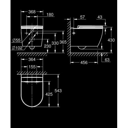 GROHE 103848SH00 - Vägghängt WC START ROUND CERAMIC 368 × 543 mm ren vit