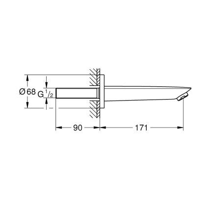GROHE 13255001 - Bottenventil för badkar BAUCOSMOPOLITAN 171 mm blankkrom