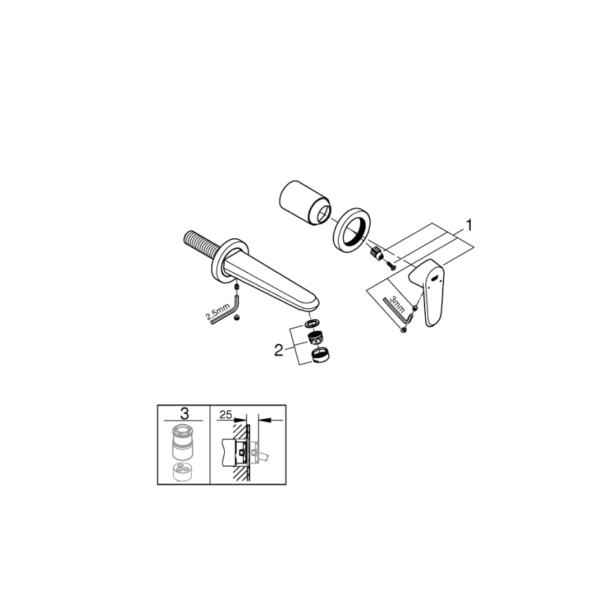 GROHE 19573002 - Tvåhåls tvättställsblandare EURODISC COSMOPOLITAN 11x17 cm krom
