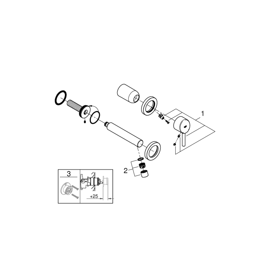 GROHE 19575001 - Tvåhålsblandare för tvättställ CONCETTO 147 mm polerad krom