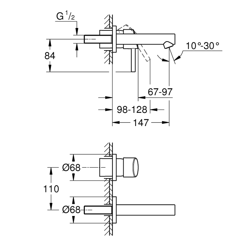 GROHE 19575001 - Tvåhålsblandare för tvättställ CONCETTO 147 mm polerad krom