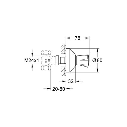 GROHE 19809001 - Överdel till inbyggd ventil COSTA L, blank krom