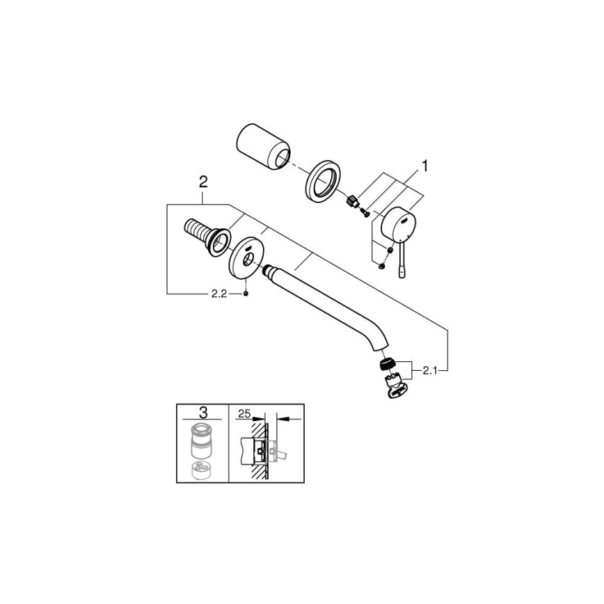 GROHE 19967AL1 - Tvåhålsblandare för tvättställ ESSENCE 230 mm grafit