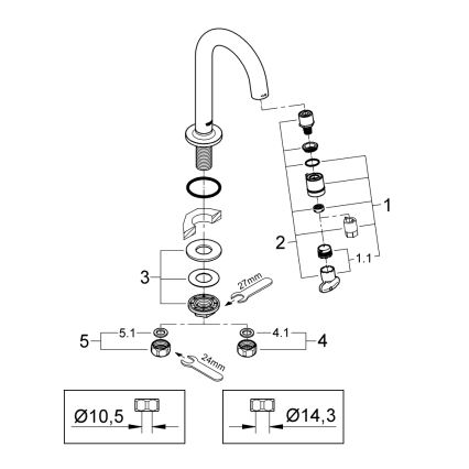 GROHE 20201000 - UNIVERSAL stående ventil 113 mm, blank krom