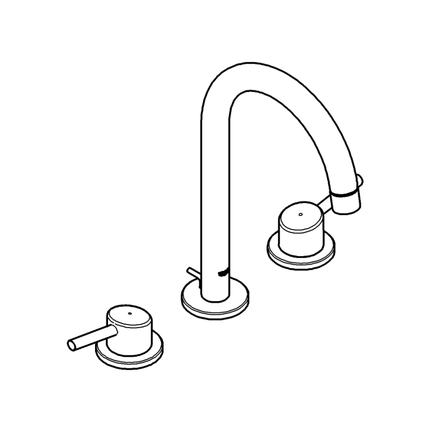 GROHE 20216001 - Tvättställsblandare, 3-håls, CONCETTO DN 15, storlek L, krom