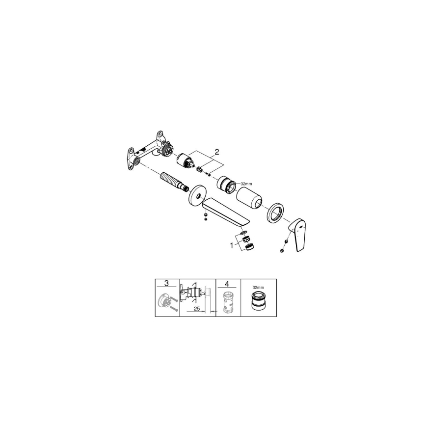 GROHE 20474001 - Tvåhålsblandare till tvättställ, 177 mm, polerad krom