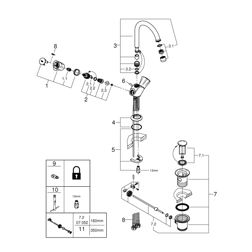 GROHE 21375001 - Tvättställsblandare COSTA L polerad krom