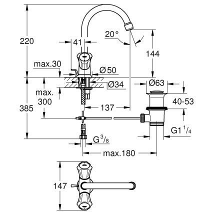 GROHE 21375001 - Tvättställsblandare COSTA L polerad krom