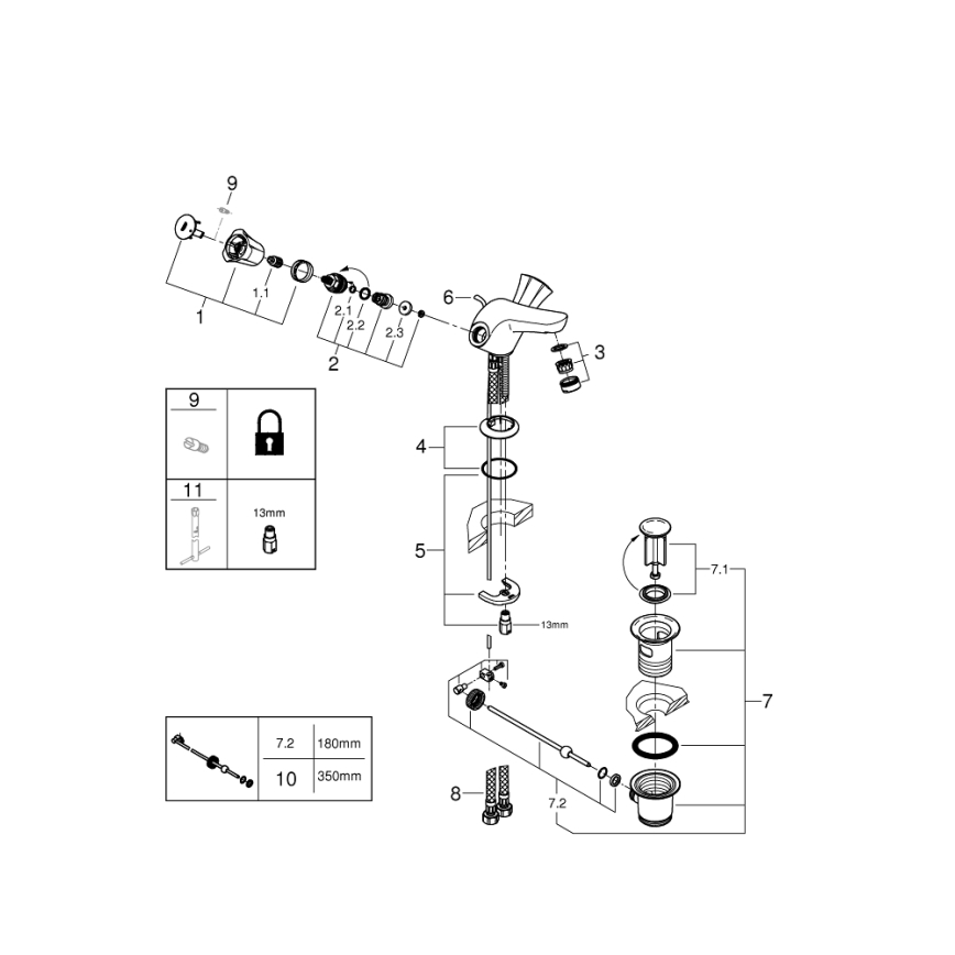 GROHE 21390001 - Tvättställsblandare COSTA L DN 15 i blank krom