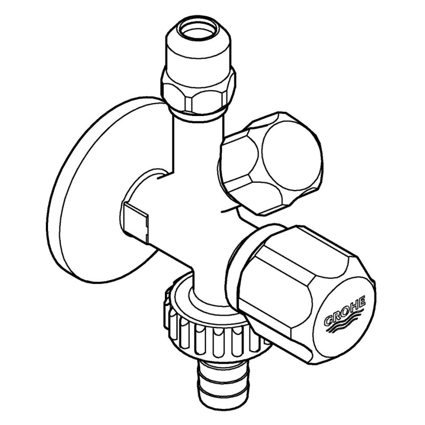 GROHE 22035000 - Kombi-vinkelventil UNIVERSAL DN 15 polerad krom
