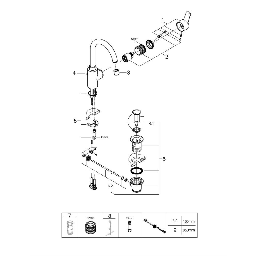 GROHE 23043003 - Tvättställsblandare EUROSTYLE COSMOPOLITAN, storlek L, krom
