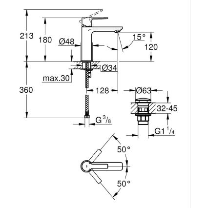 GROHE 23106DC1 - Tvättställsblandare LINEARE DN 15, rostfritt stål