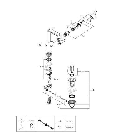 GROHE 23296001 - Tvättställsblandare LINEARE, storlek L, polerad krom