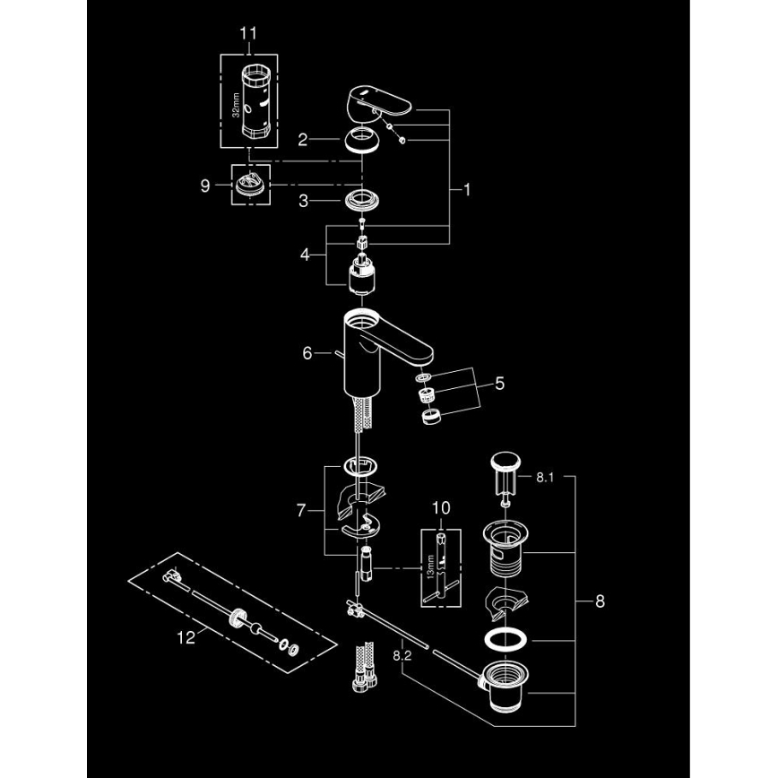 GROHE 23325000 - Tvättställsblandare EUROSMART COSMOPOLITAN, storlek M, krom