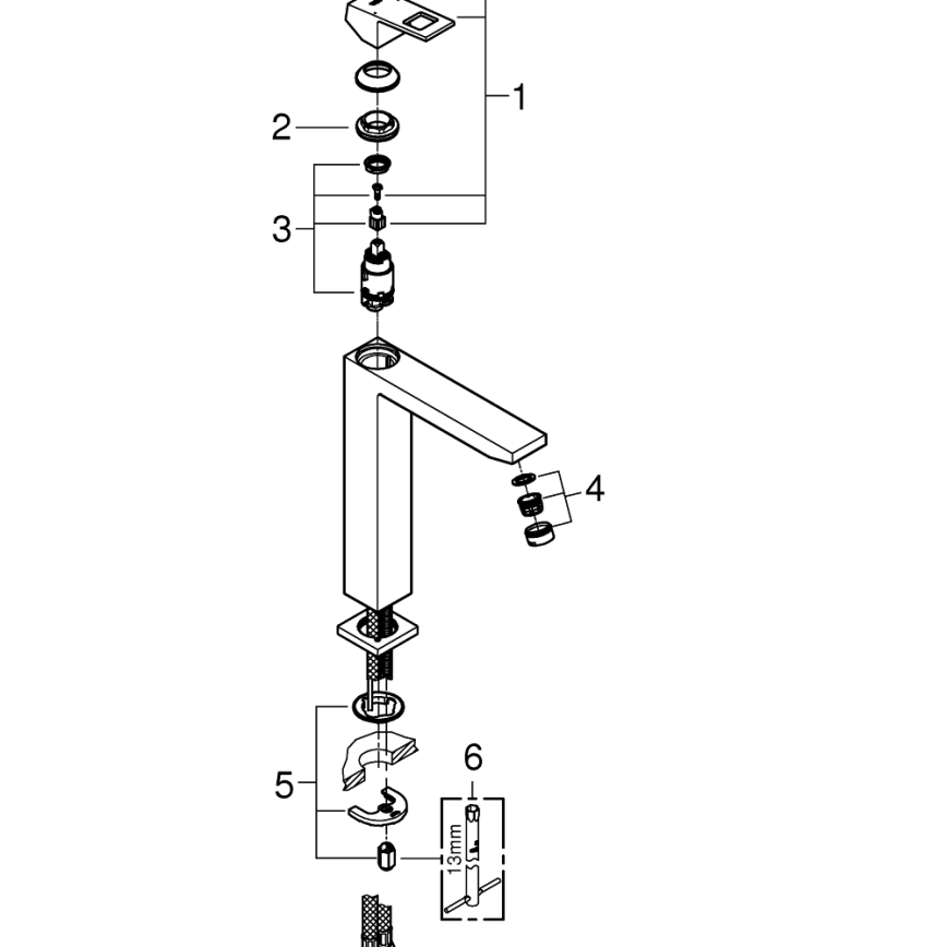 GROHE 23406000 - Tvättställsblandare EUROCUBE, storlek XL, blank krom