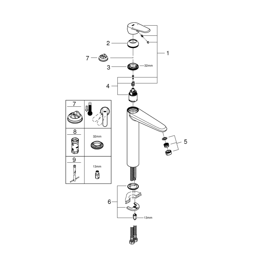 GROHE 23432000 - Tvättställsblandare EURODISC COSMOPOLITAN storlek XL krom