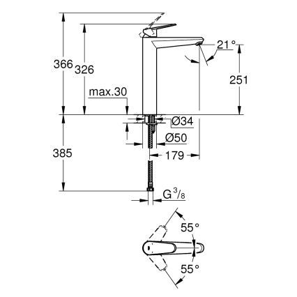 GROHE 23432000 - Tvättställsblandare EURODISC COSMOPOLITAN storlek XL krom