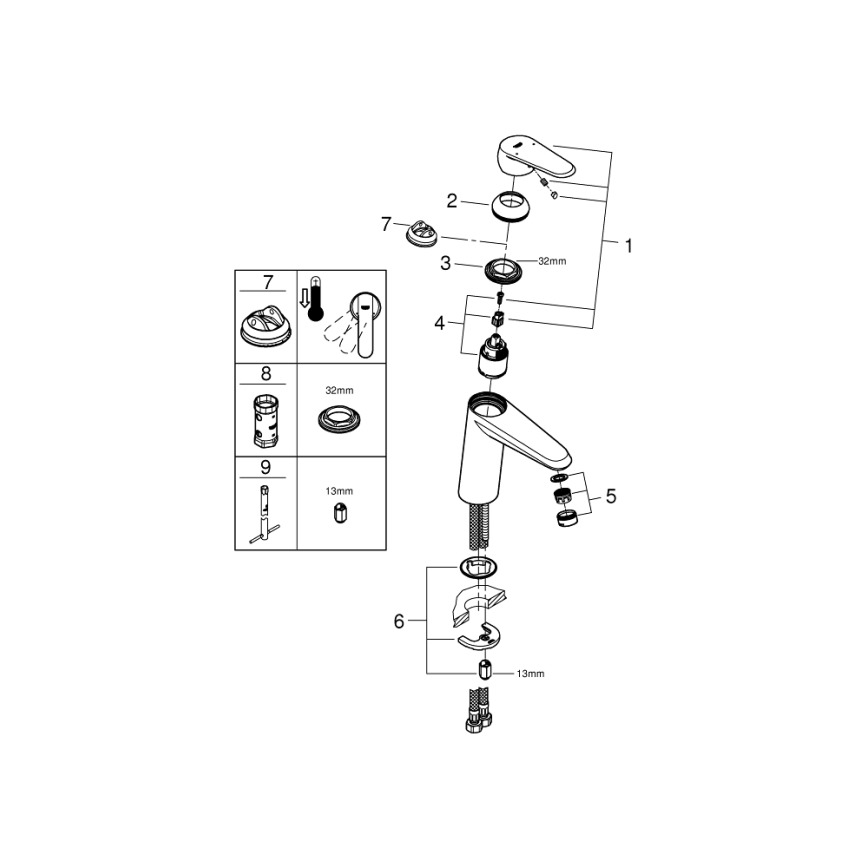GROHE 23449002 - Tvättställsblandare EURODISC COSMOPOLITAN storlek M krom
