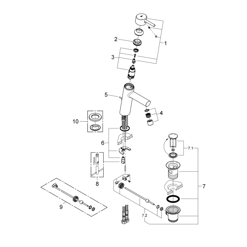 GROHE 23450001 - CONCETTO M tvättställsblandare i blank krom