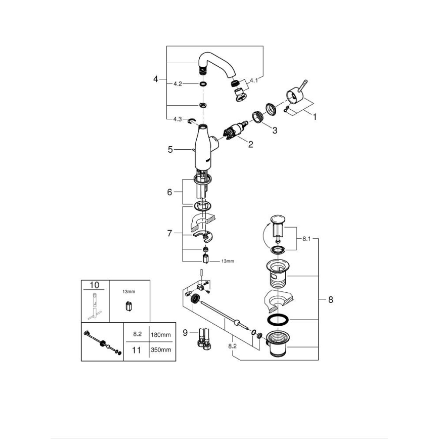 GROHE 23462AL1 - Tvättställsblandare ESSENCE, storlek M, grafit