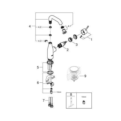 GROHE 23463001 - ESSENCE tvättställsblandare, storlek M, polerad krom
