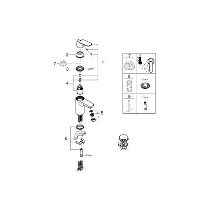 GROHE 23586000 - Tvättställsblandare GET, storlek S, polerad krom