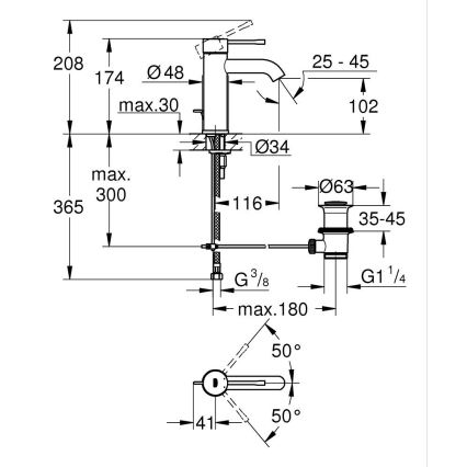 GROHE 23589DA1 - ESSENCE tvättställsblandare DN 15 i kopparutförande